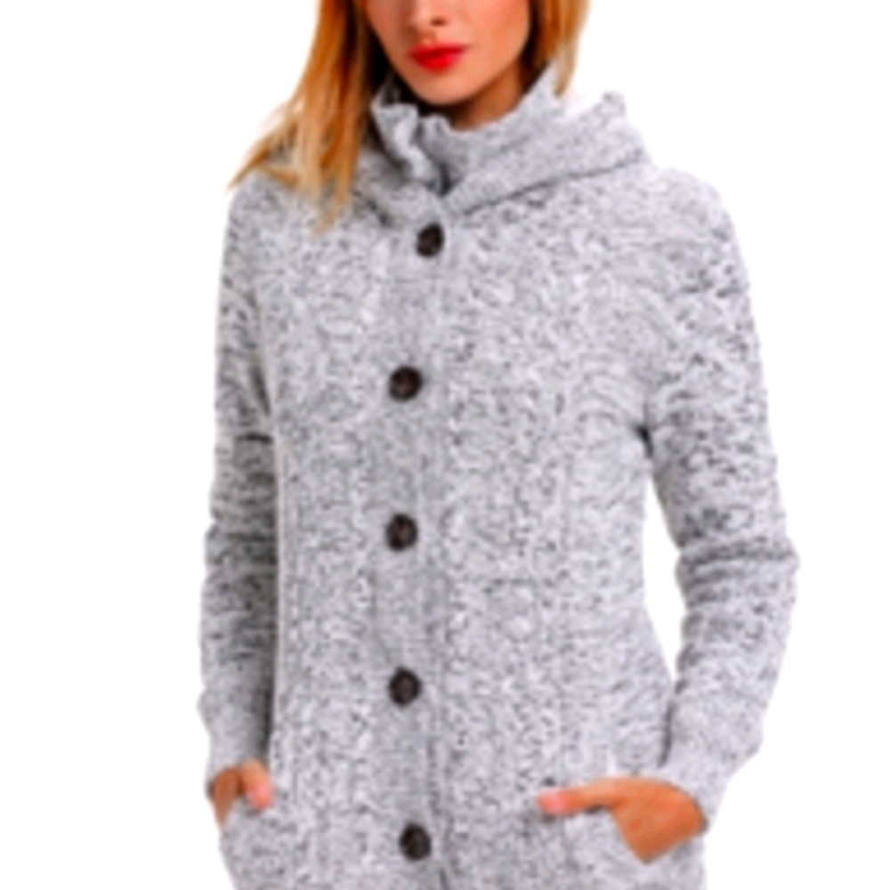Chunky Knit Sherpa Lined Hooded Jacket